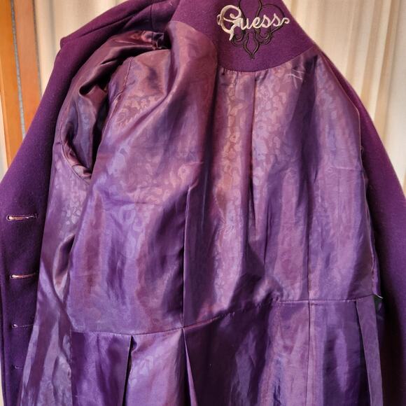 Guess Wool Blend Double Breasted Pea Coat Deep Purple Size Medium - Picture 14 of 16